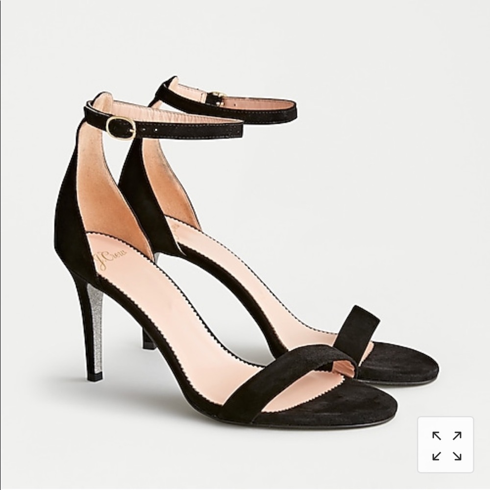NWT J, crew suede ankle-strap heels black 9